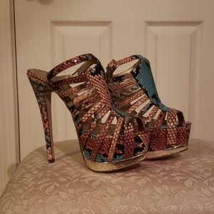 BEBE snakeskin heels
